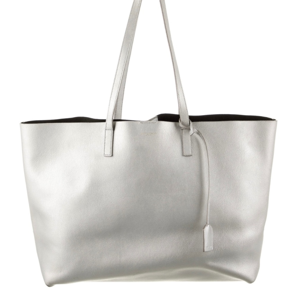 YSL Silver E/W Shopping Tote